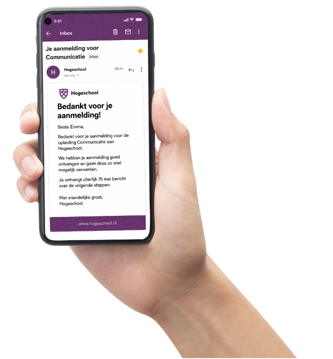 Bevestigingsmail op een telefoon