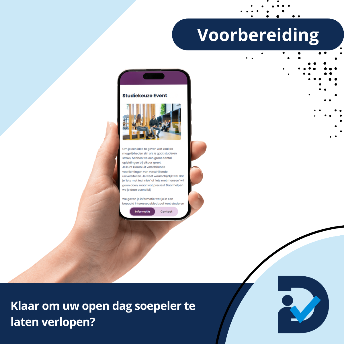 Programma van een studiekeuze-event op een telefoon