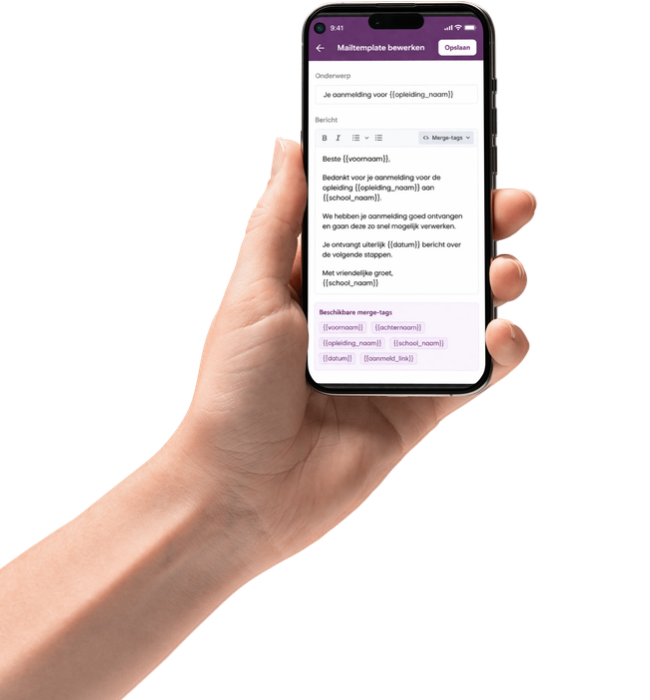 Mail template met merge-tags