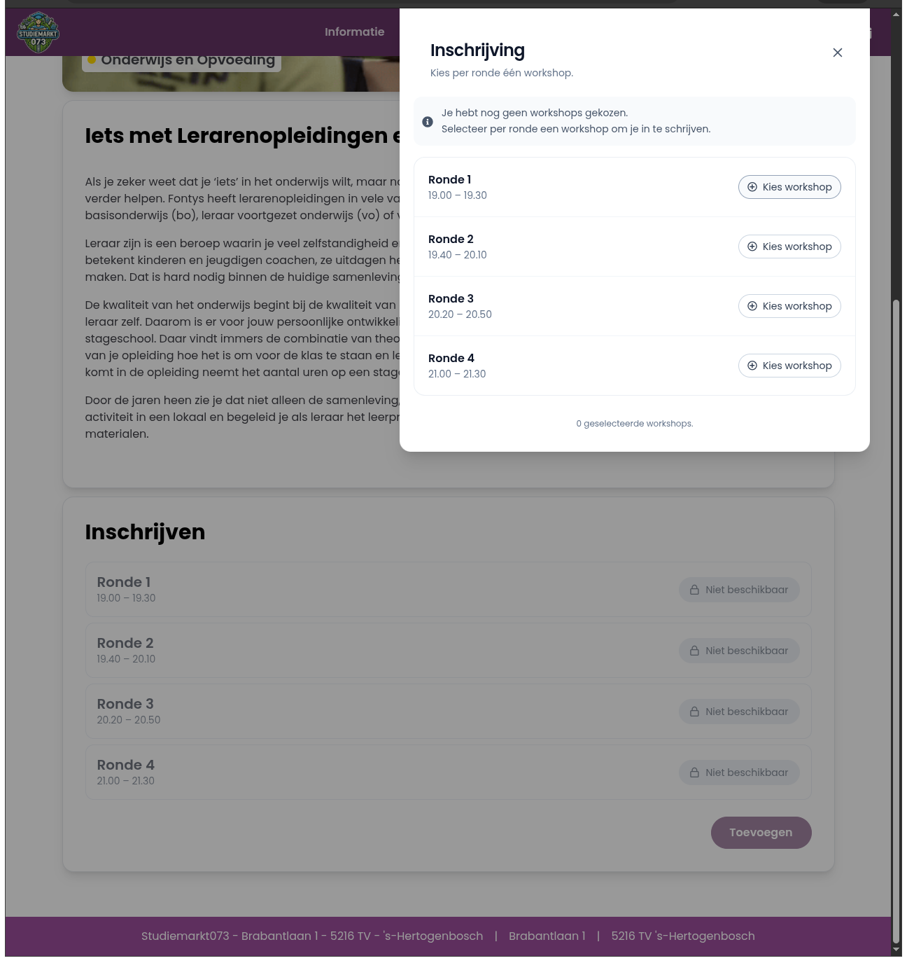Eenvoudige ronde-selectie popup