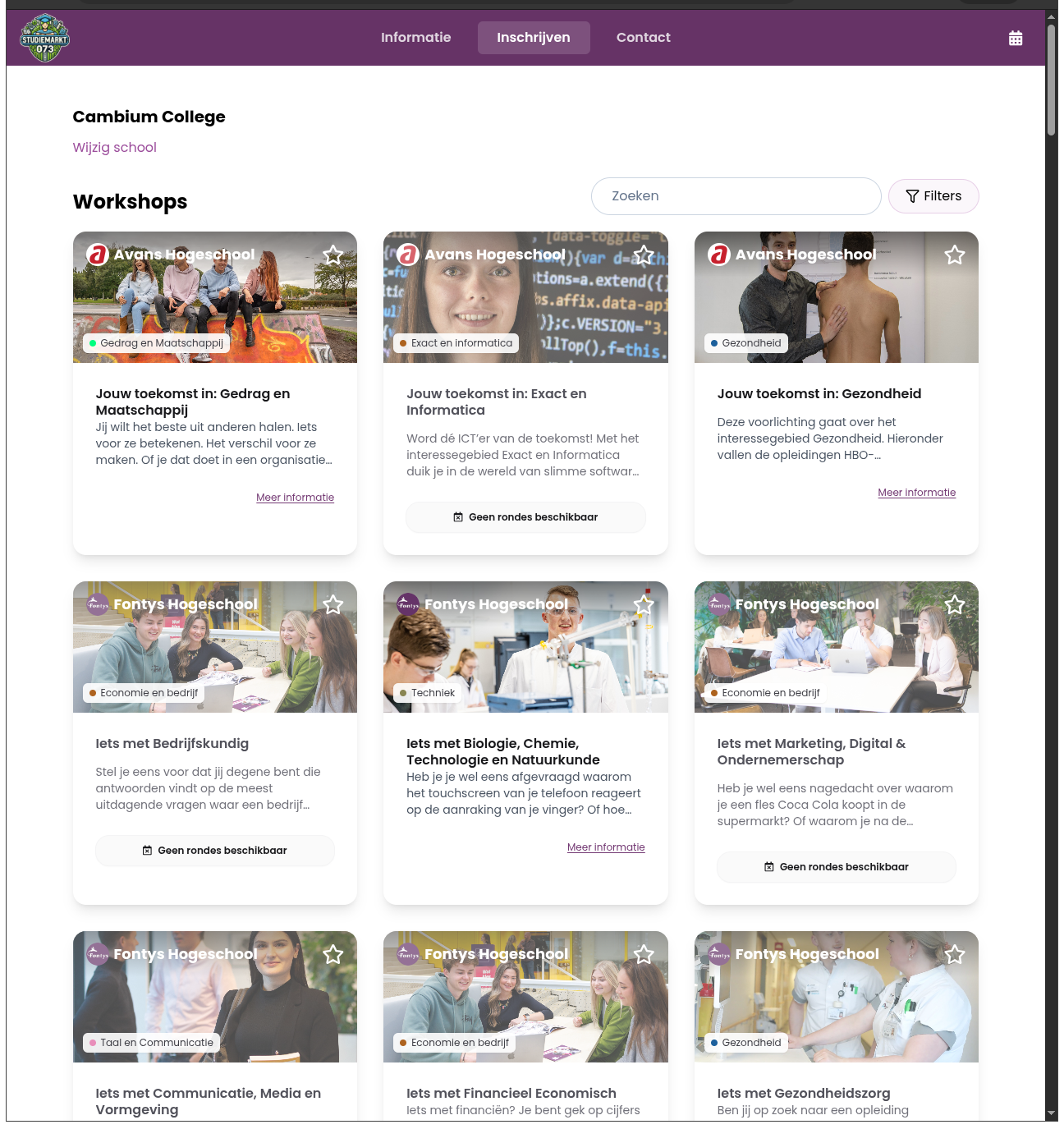 Workshop overzicht met ingevulde teksten en afbeeldingen